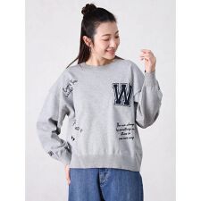 レタリング刺繍&ワッペンニットプルオーバー