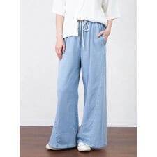 切り替えワイドデニムパンツ