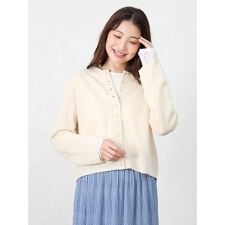 リネン混クルーネックカーディガン