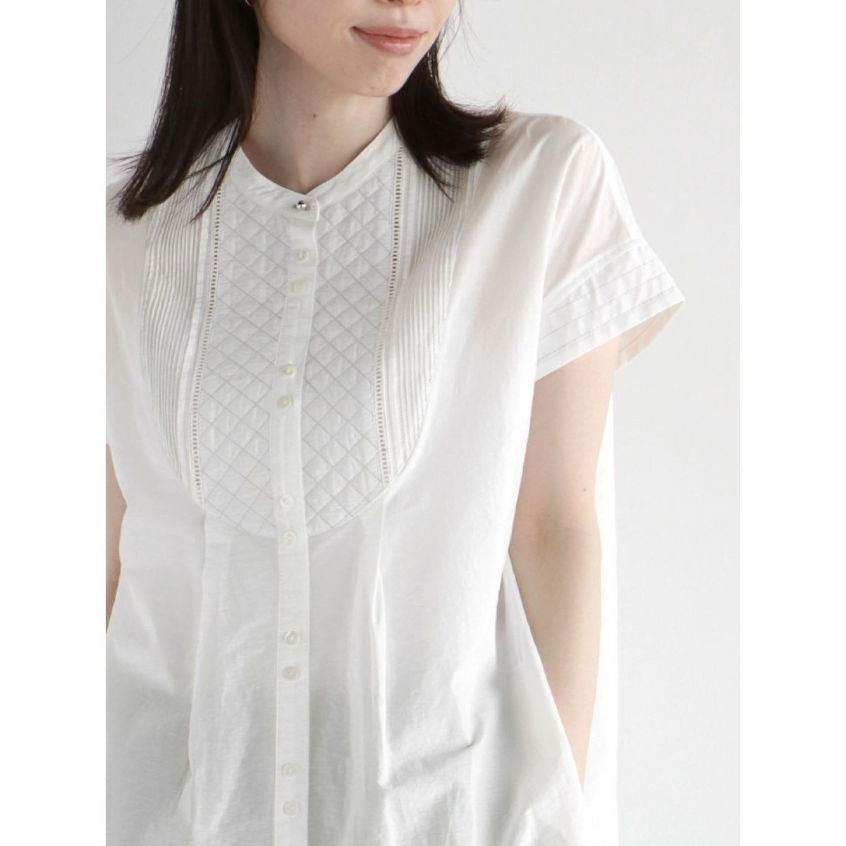 【新品タグ付き】ヤマダヤ　アーガ　キルトステッチ　フレンチスリーブ　ブラウス　M キルトステッチフレンチスリーブブラウス | アーガ(Aga) | マルイ