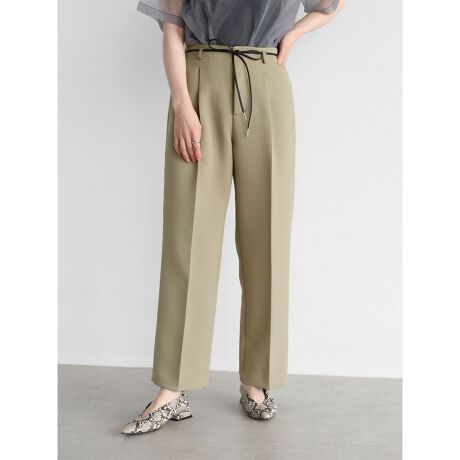 フェイクレザーベルトワイドストレートパンツ | アーガ(Aga  