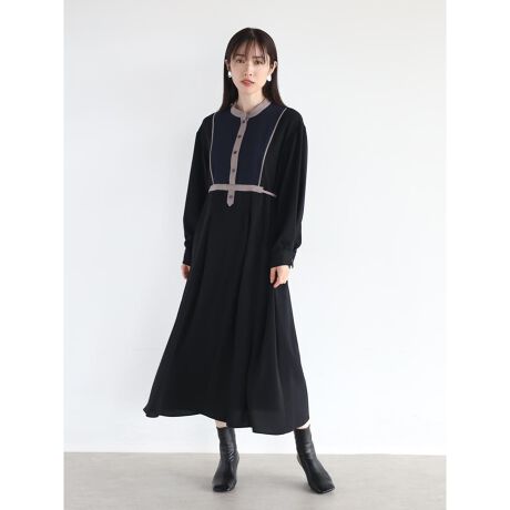 売り切り希望】aga. ティアードワンピース ブラック 黒 黒コサージュ  