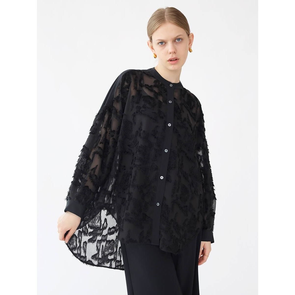 幾何柄カットジャガードシャツ 幾何柄カットジャガードシャツ