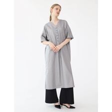 ヘンリーネックチンツシャツワンピース