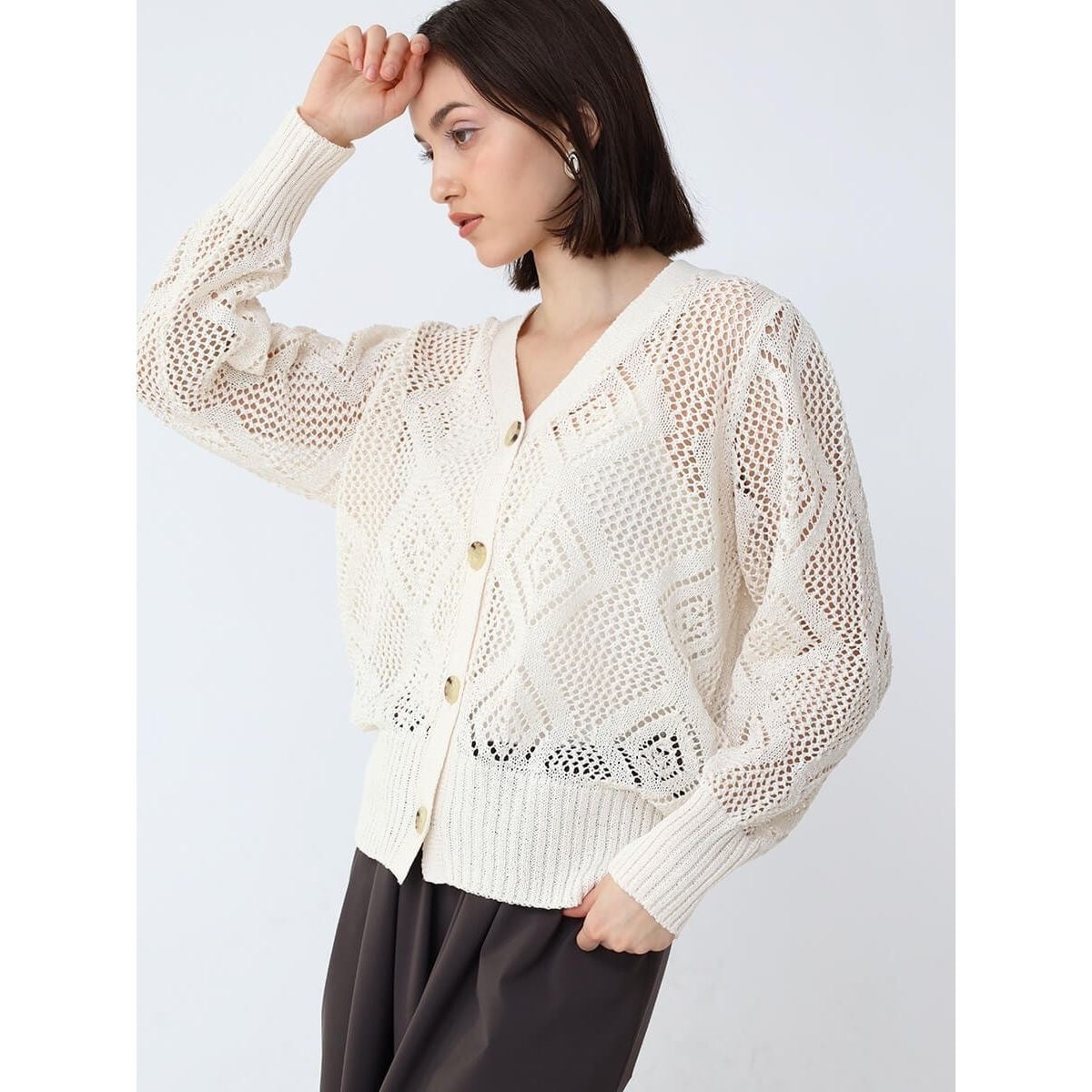 フラワー刺繍ニットカーディガン | ローズティアラ(Rose Tiara