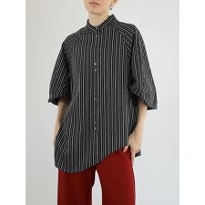 バルーンスリーブストライプシャツ