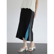 配色ニットスリットスカート