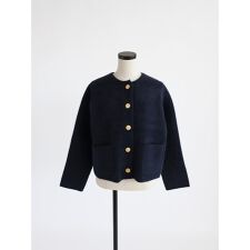 ダブルフェイスラクーンニットカーディガン