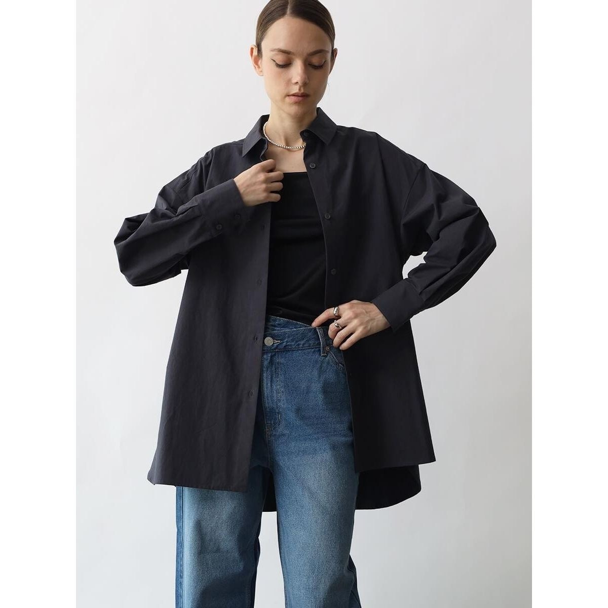 スエードサテンノーカラーシャツ | アーガ(Aga) | マルイウェブチャネル