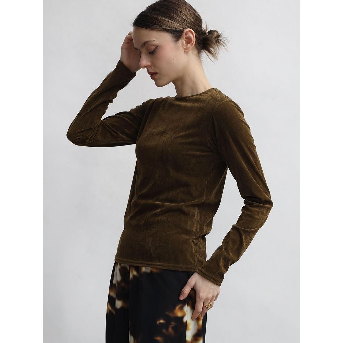 バイカラー 長袖カットソー ブラック/ベージュトップス♡ヤマダヤ購入♡2025年 バイカラー 長袖カットソー ブラック/ベージュトップス♡ヤマダヤ購入