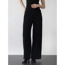 圧縮ウールジョーゼットワイドパンツ