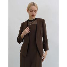 レイヤードラインノーカラージャケット (Dark Olive)