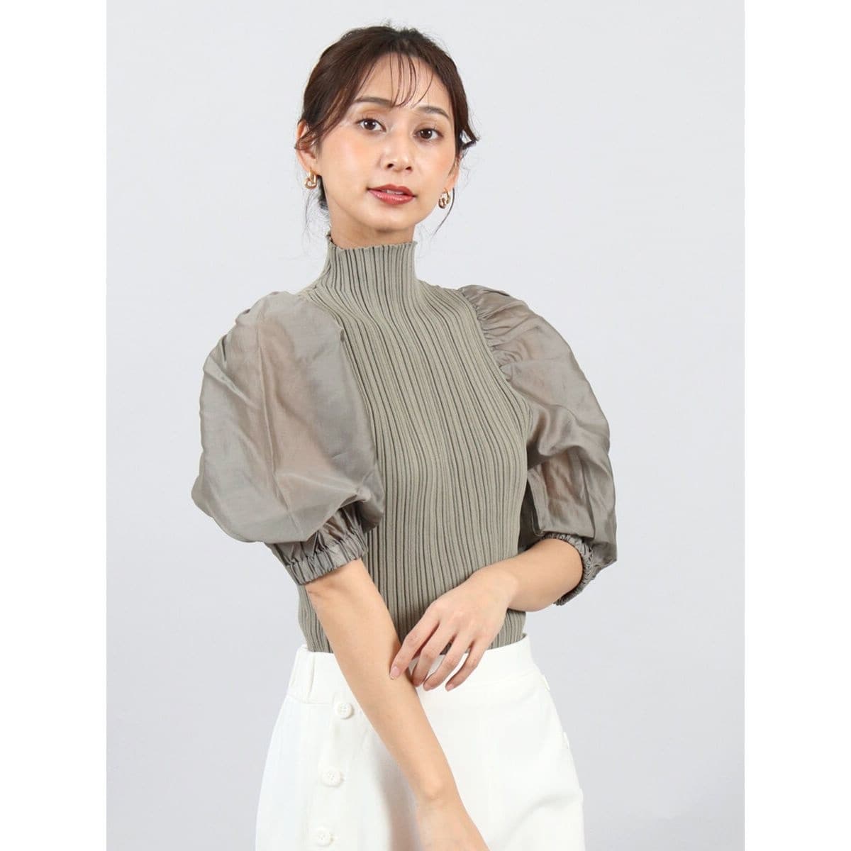 【新品】◻︎fENNEL◻︎ファー付きコート 38 アイボリー clear ミドル丈ダブルボタンファー付きコート[CL8906