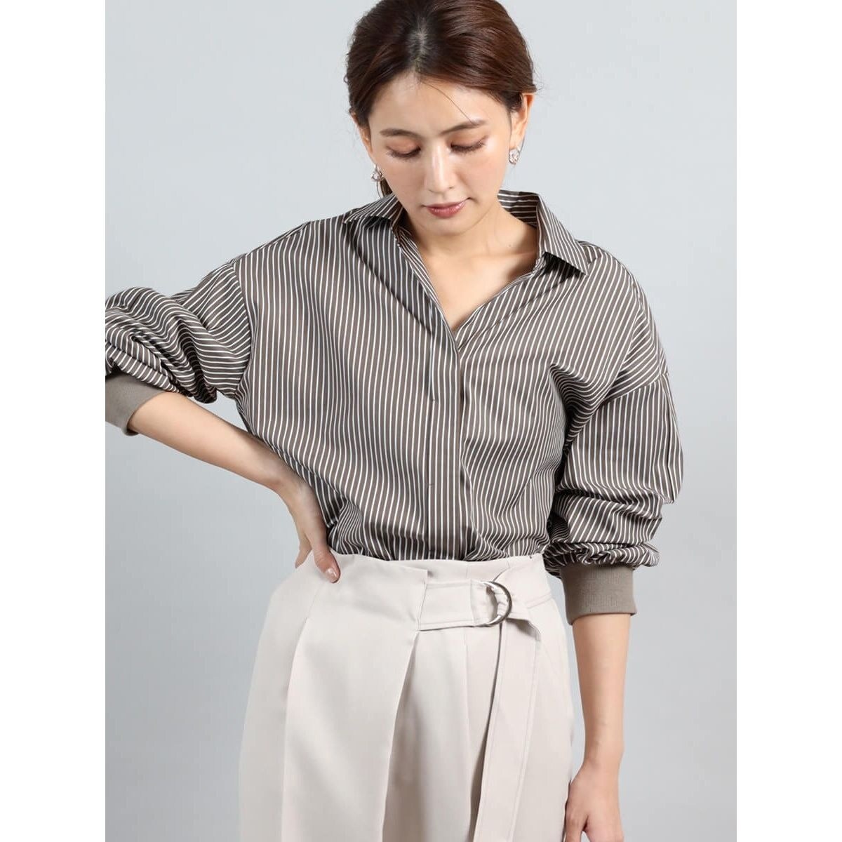 FENNEL 2wayスキッパーカラーストライプシャツ セール 39%OFF】フェンネル FENNEL 2wayスキッパーカラー