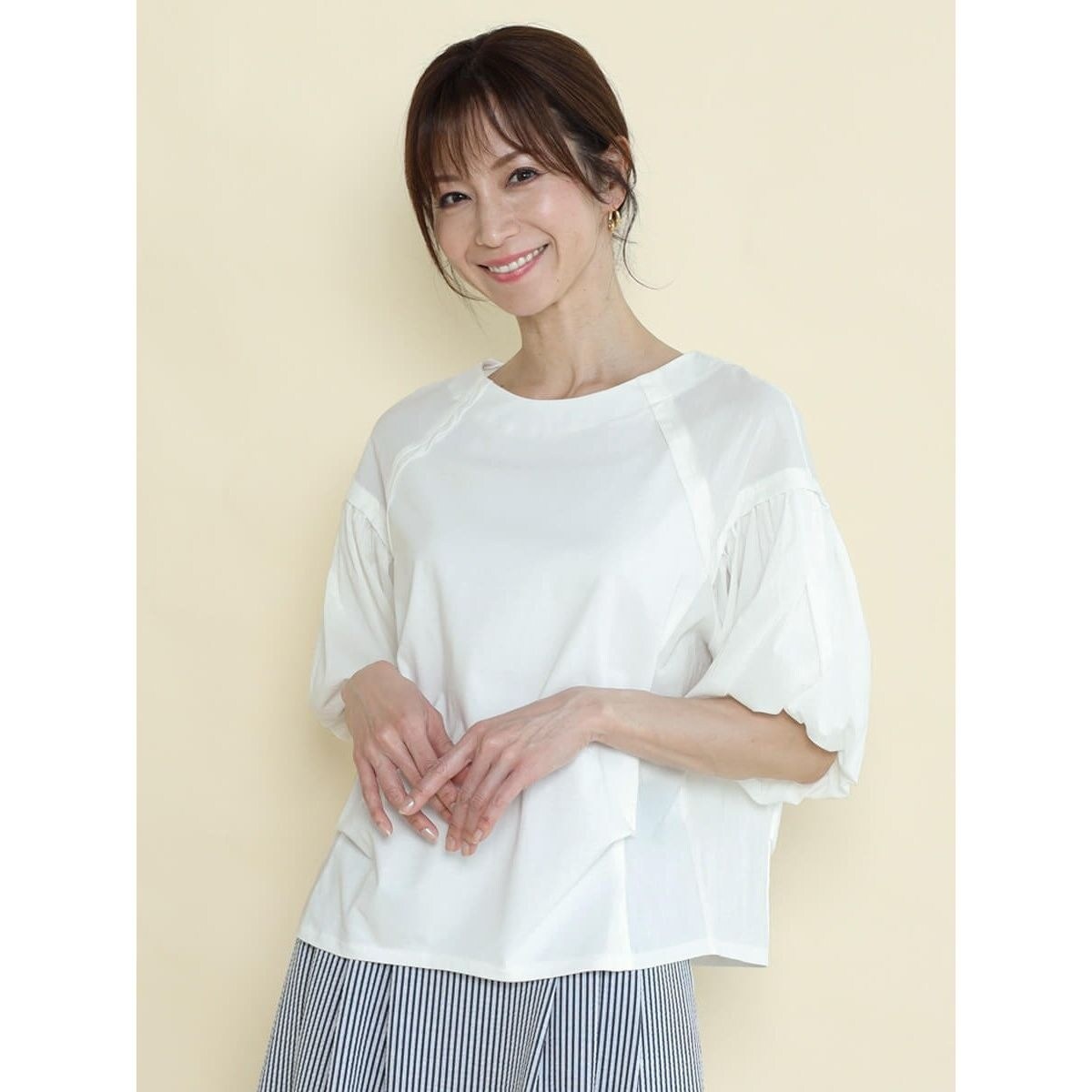 mさま専用 FENNEL 異素材ドッキングパフスリーブカットソー 異素材ドッキングパフスリーブカットソー | フェンネル(FENNEL
