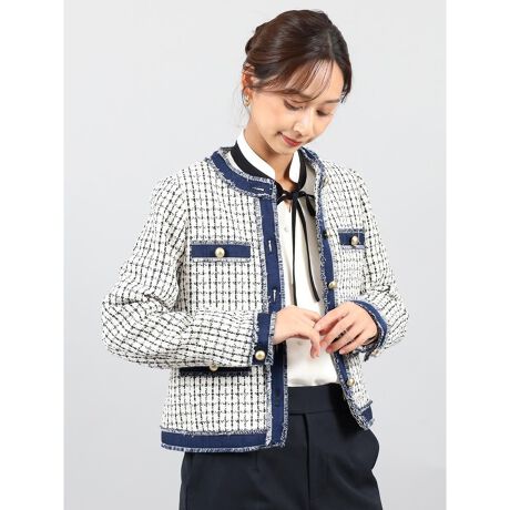 ミックスツイードクルーネックジャケット | フェンネル(FENNEL  