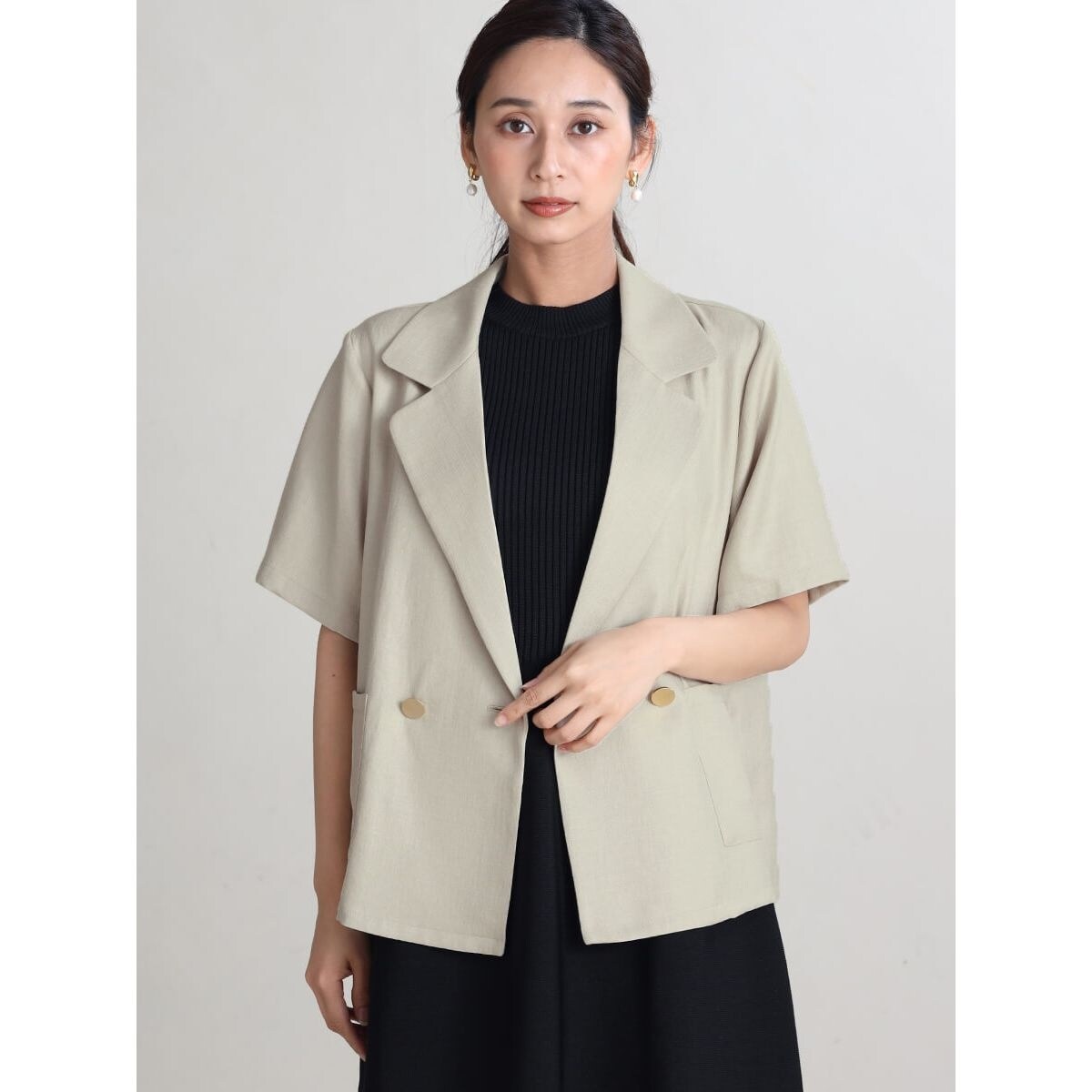 【新品2,2万　ヤマダヤ FENNEL 】ハーフスリーブ テーラード ジャケット 0-1_m.JPG