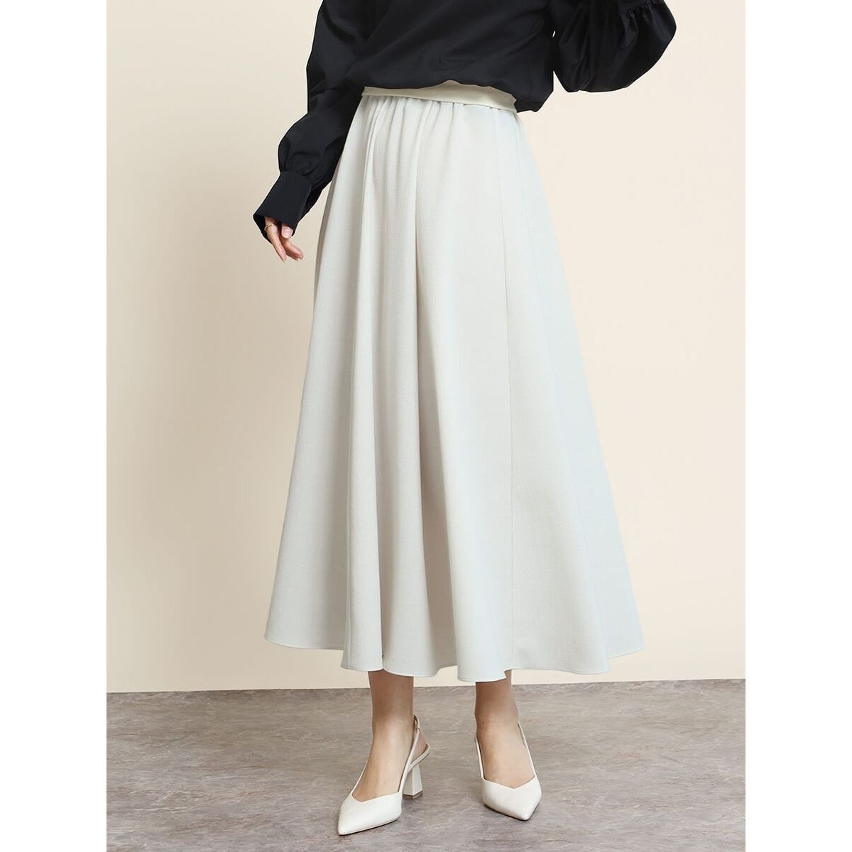 フェンネル（FENNEL）/リネンライクウエストリブフレアスカート リネンライクウエストリブフレアスカート | フェンネル(FENNEL