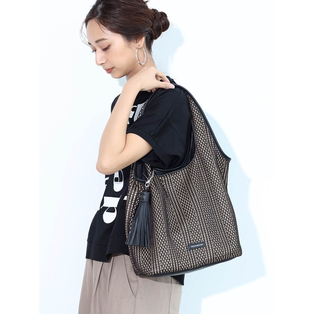 タッセルアクセントメッシュトートバッグ | フェンネル(FENNEL