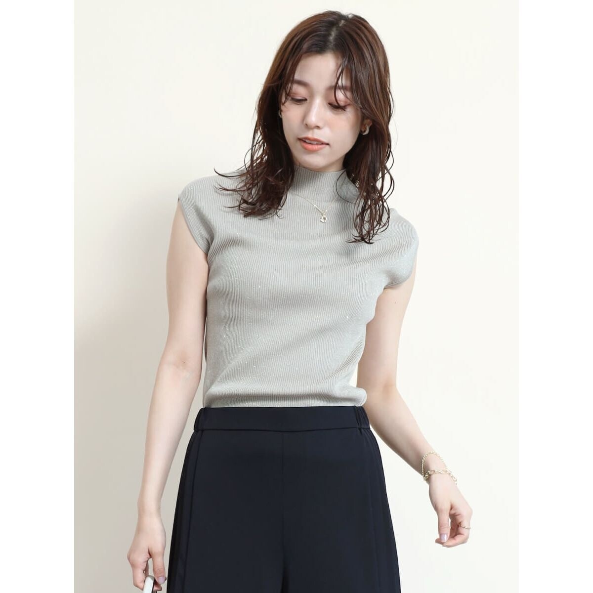 パリコレクション フレンu-neck FLEN rib リブニットカットソー knit トップス