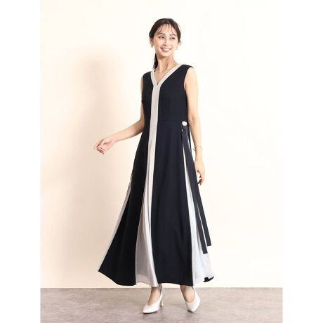 サイドリボンバイカラーロングワンピース | フェンネル(FENNEL  