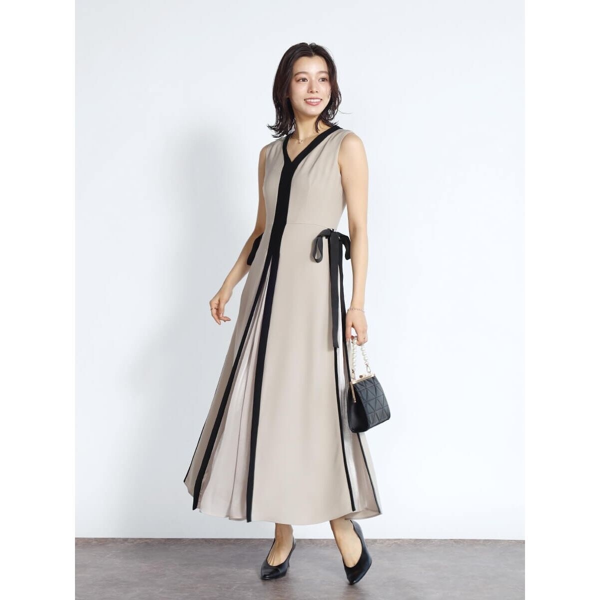 サイドリボンバイカラーロングワンピース | フェンネル(FENNEL
