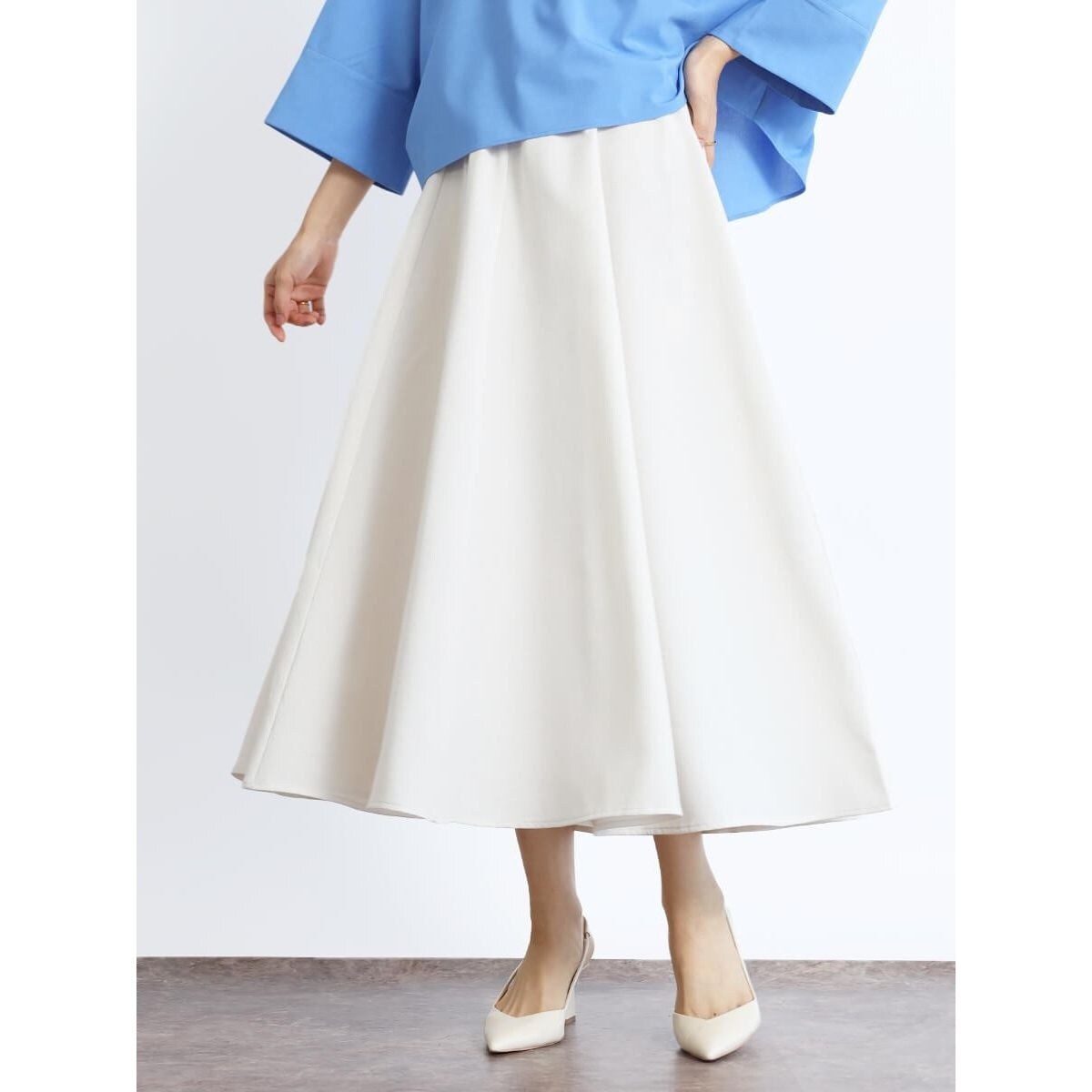 マルチストライプメッシュフレアスカート(green、navy