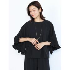 ストレッチツイルフリル袖ブラウス