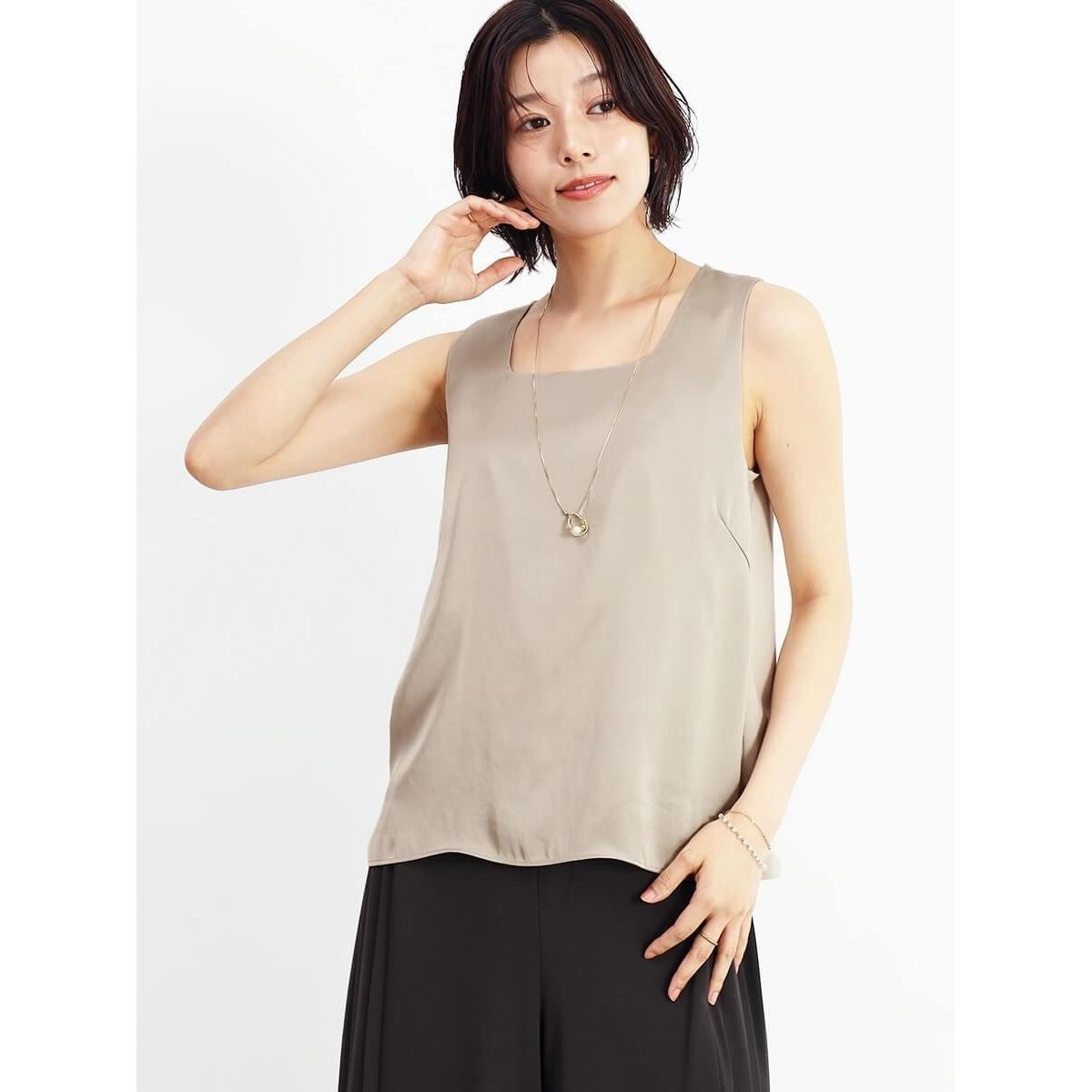 サテン×カットソーコンビタンクトップ | フェンネル(FENNEL) | マルイ