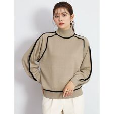 配色ラインニットプルオーバー