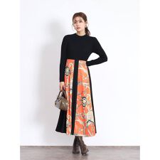 スカーフプリントドッキングワンピース