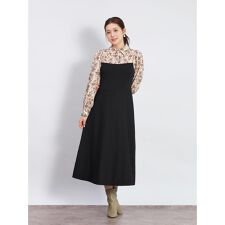 花柄ドッキングニットワンピース