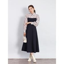 花柄ドッキングニットワンピース