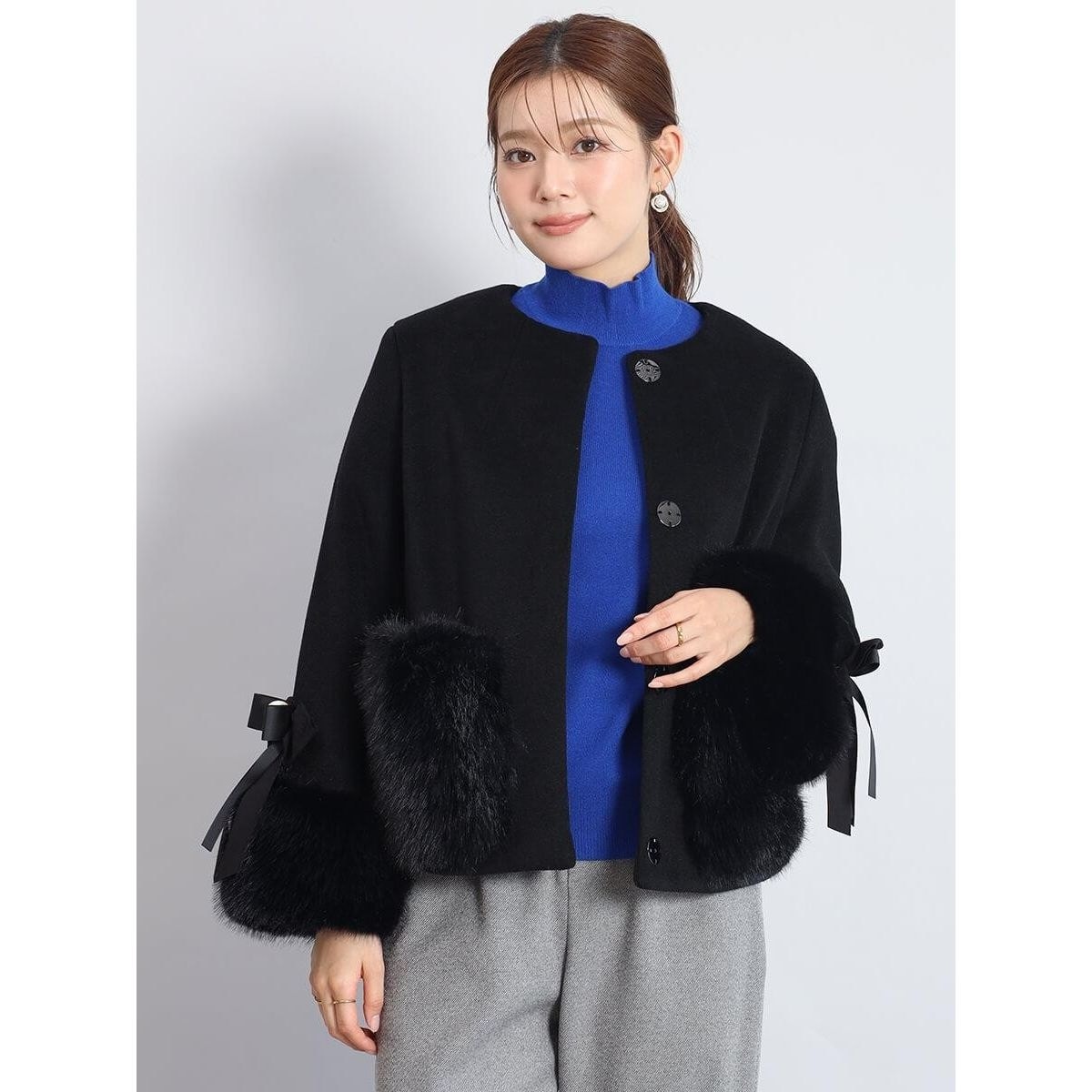 【美品】ノーブル／MTRウールカシミヤミニマルVコート／38サイズ／ブラック MTRウールカシミヤミニマルVコート | ノーブル(Noble) | マルイウェブ