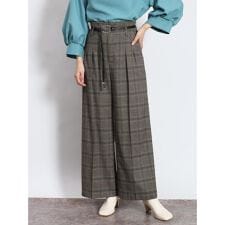 サークルバックルグレンチェックワイドパンツ