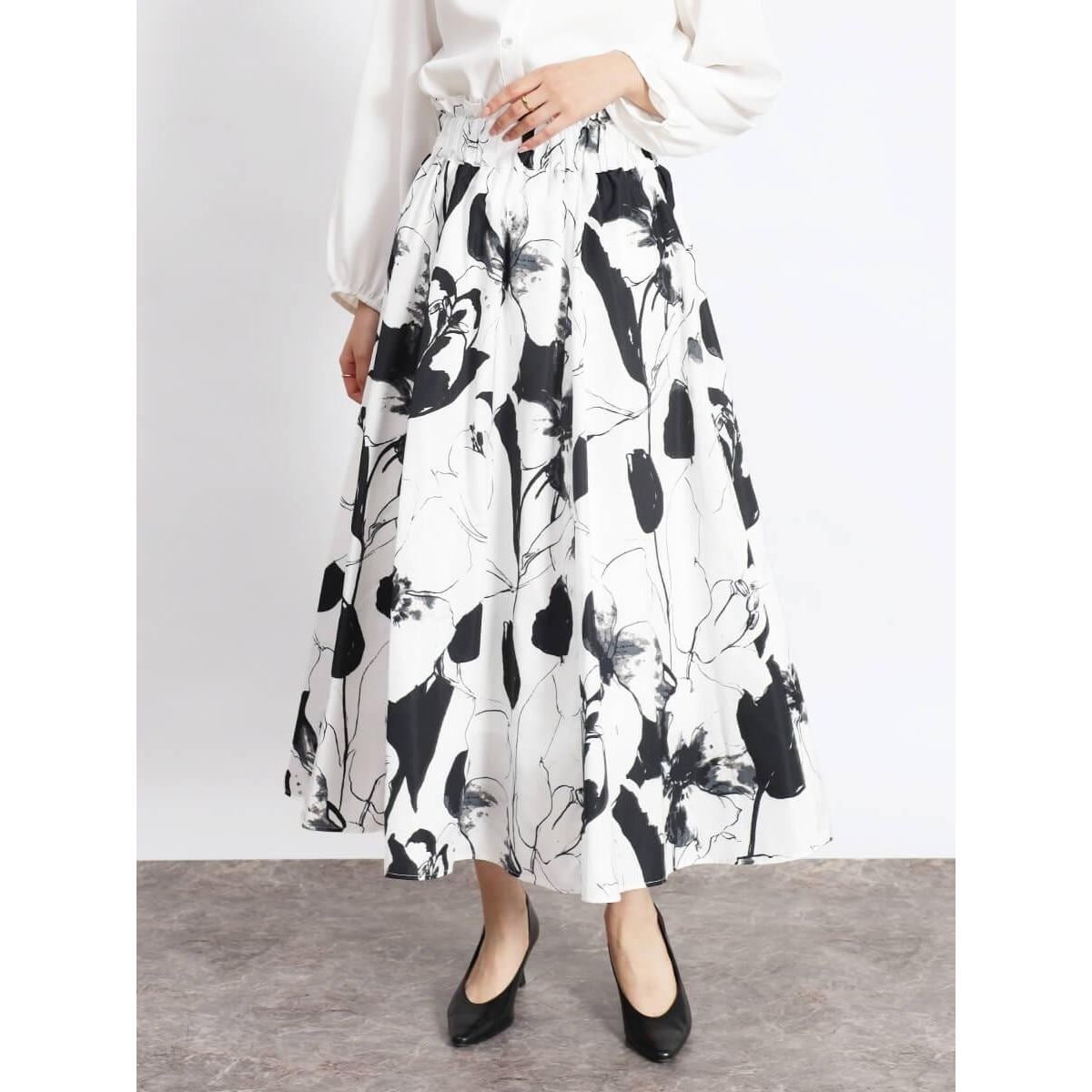 フラワープリントフレアスカート