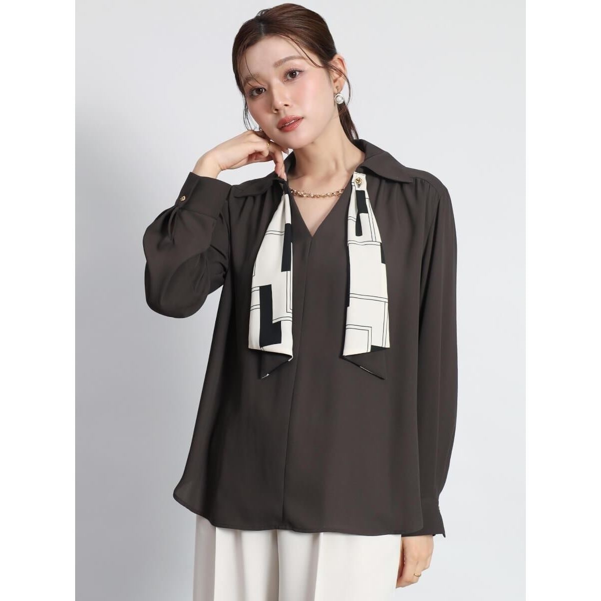 サテン×カットソーボウタイブラウス | フェンネル(FENNEL) | マルイ