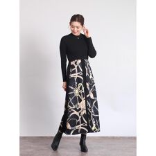 スカーフプリントドッキングワンピース