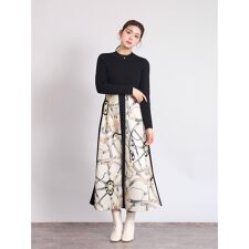 スカーフプリントドッキングワンピース