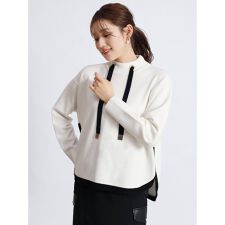 ラウンドヘム配色ニット