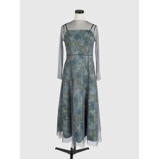 花柄ジャガード×ラメチュールレイヤードワンピース