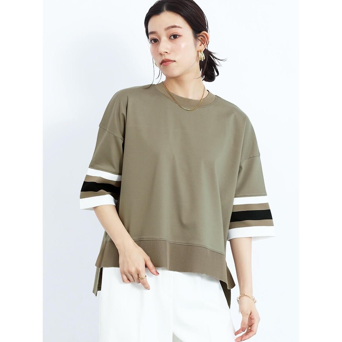 グランターブル（GRANDTABLE）/配色ハーフスリーブオーバーTシャツ 配色ハーフスリーブオーバーTシャツ | グランターブル(GRANDTABLE