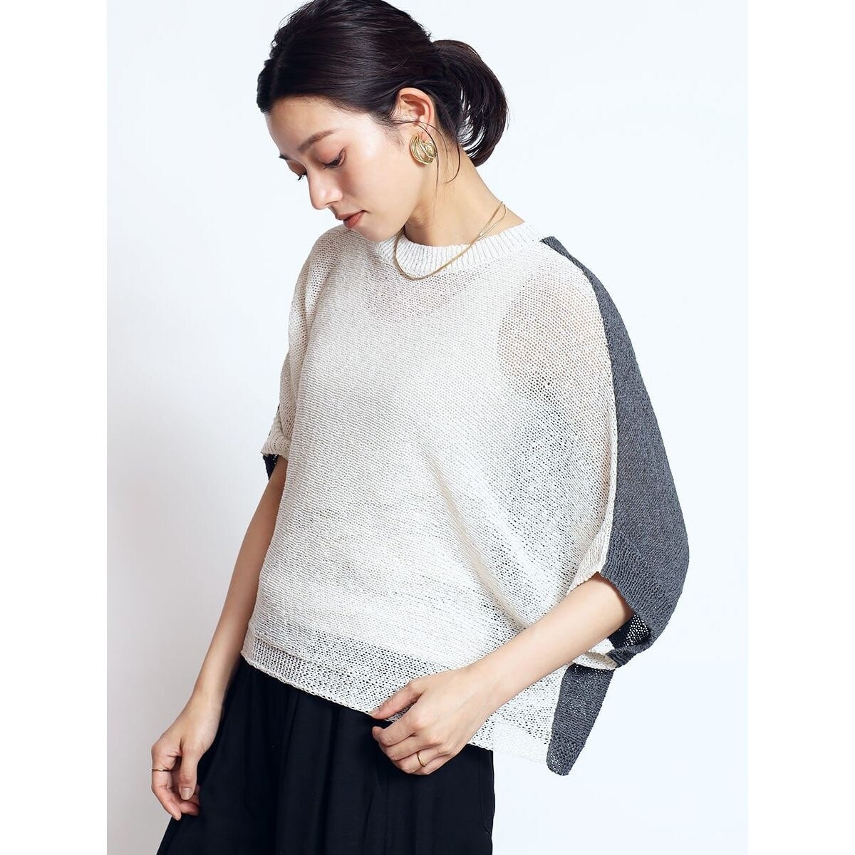 バイカラードルマン和紙ニット Vin｜バイカラードルマン和紙ニット | Rakuten Fashion(楽天