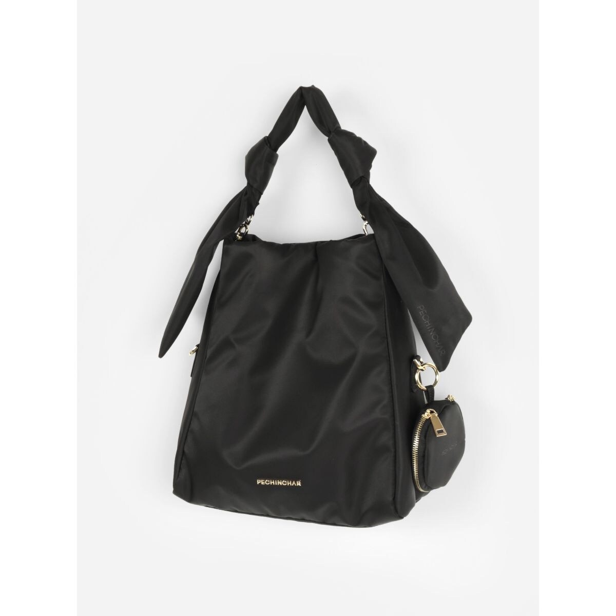 nouer レザーライクポケット巾着メッシュバッグ チャコールグレー