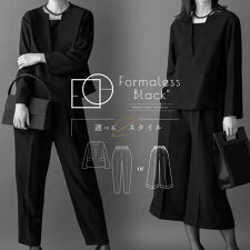 ルルコ(Lurco)のブラックフォーマル レディース パンツスーツ 家族葬 お通夜 お盆 法事 フォーマレスブラック