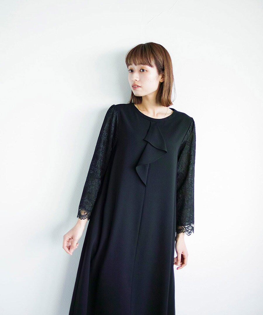 洗濯機で洗える】喪服 WEB限定/お袖スカラップレース切り替え