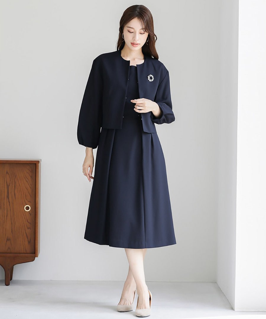 喪服・礼服【洗えるフォーマル】ボリューム袖ノーカラージャケット