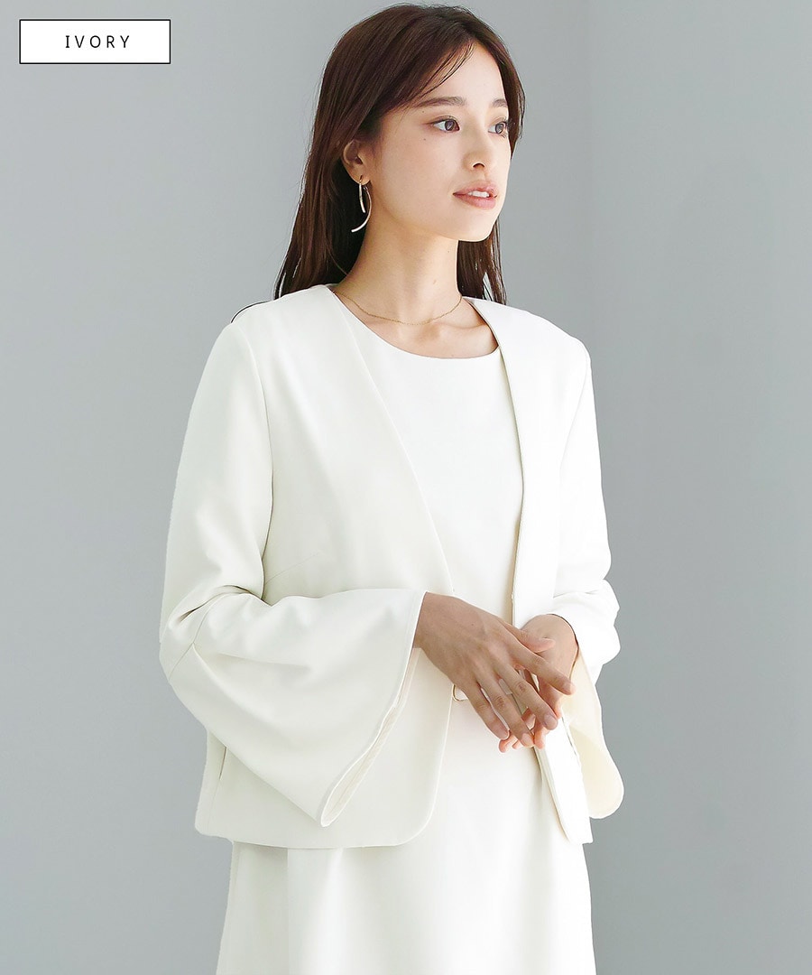 手洗いできるハイストレッチジョーゼット】金ボタンダブルジャケット