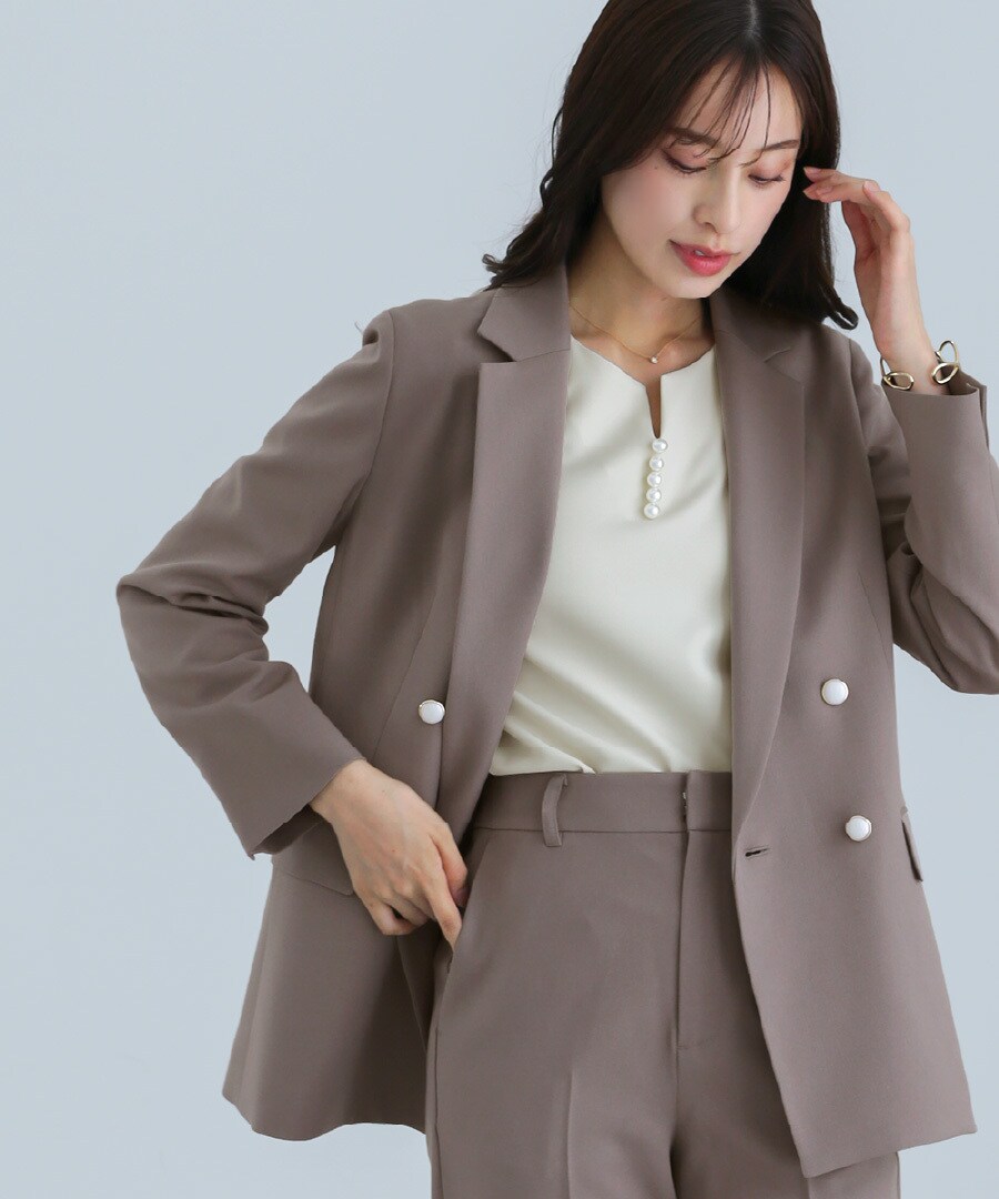 洗える＆防シワ！【WEB限定！WHITEJOOLA】金ボタンダブル