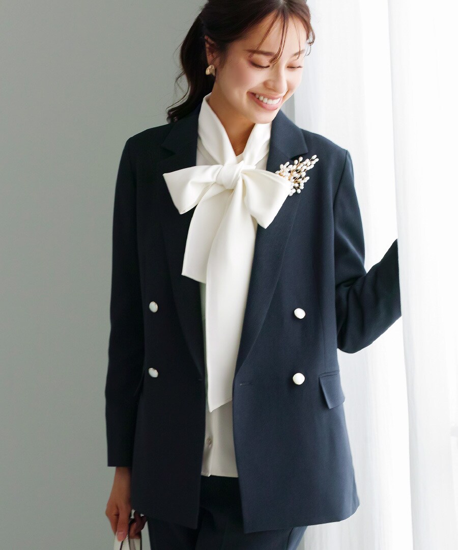 洗える＆防シワ！【WEB限定！WHITEJOOLA】金ボタンダブル